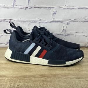 Adidas NMD R1 Navy Blue White Knit Sneakers Men's Size 13 Athletic Shoes